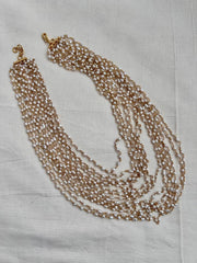 Gold polish multi layer pearls chain-Silver Neckpiece-CI-House of Taamara