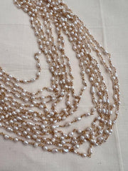 Gold polish multi layer pearls chain-Silver Neckpiece-CI-House of Taamara