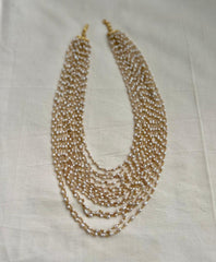 Gold polish multi layer pearls chain-Silver Neckpiece-CI-House of Taamara