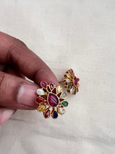 Gold polish navrathana studs-Earrings-CI-House of Taamara