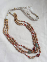 Gold polish necklace with nakhsi & ruby beads, corals and pearls-Silver Neckpiece-CI-House of Taamara