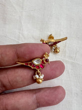 Gold polish peacock motif studs with pearls-Earrings-CI-House of Taamara