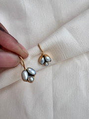 Gold polish pearl hangings-Earrings-CI-House of Taamara