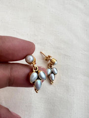Gold polish pearl hangings-Earrings-CI-House of Taamara
