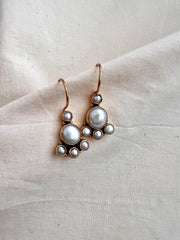 Gold polish pearl hangings-Earrings-CI-House of Taamara