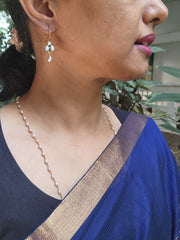 Gold polish pearl hangings-Earrings-CI-House of Taamara