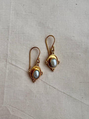 Gold polish pearl hangings-Earrings-CI-House of Taamara