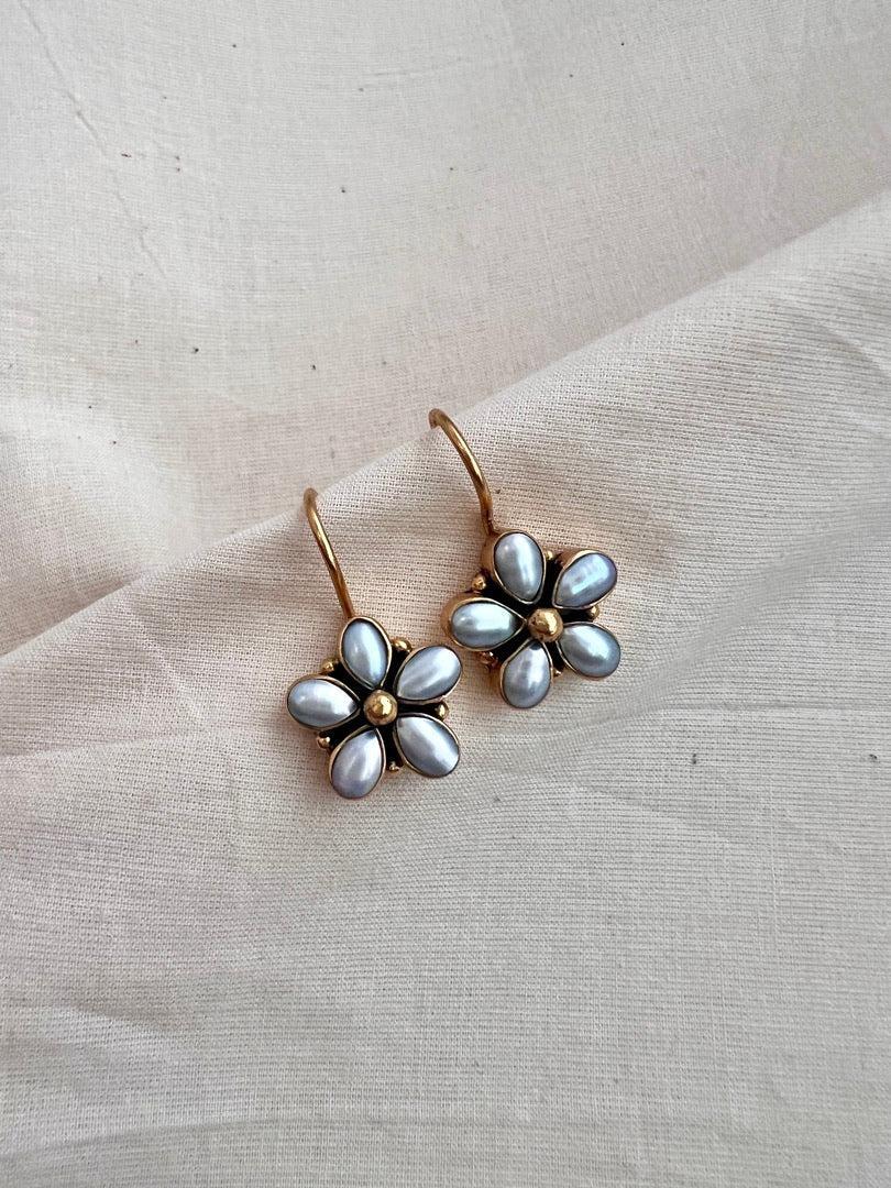 Gold polish pearl hangings-Earrings-CI-House of Taamara