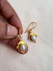 Gold polish pearl hangings-Earrings-CI-House of Taamara