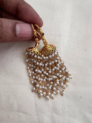 Gold polish pearl hook jhumkas-Earrings-CI-House of Taamara