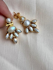 Gold polish pearl studs-Earrings-CI-House of Taamara