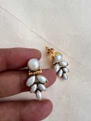 Gold polish pearl studs-Earrings-CI-House of Taamara