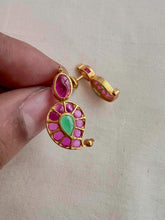 Gold polish pink and green mango studs-Earrings-CI-House of Taamara