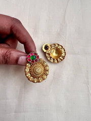 Gold polish ruby and emerald studs-Earrings-CI-House of Taamara