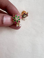 Gold polish ruby and emerald studs-Earrings-CI-House of Taamara