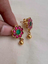 Gold polish ruby and emerald studs-Earrings-CI-House of Taamara