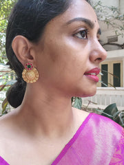 Gold polish ruby and emerald studs-Earrings-CI-House of Taamara