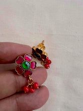 Gold polish ruby, emerald & coral studs-Earrings-CI-House of Taamara