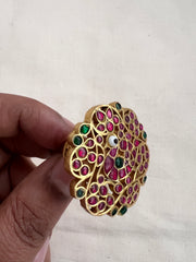Gold polish ruby & emerald peacock adjutsbale finger ring-Finger Ring-CI-House of Taamara