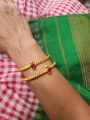 Gold polish ruby golusu bangles, PAIR-Silver Bracelet-CI-House of Taamara
