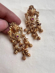 Gold polish ruby hangings-Earrings-CI-House of Taamara