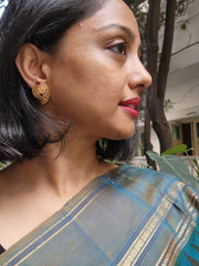 Gold polish ruby paisley studs-Earrings-CI-House of Taamara