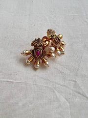Gold polish ruby & pearl studs-Earrings-CI-House of Taamara