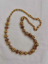 Gold polish ruby stone with nakash work beads chain-Silver Neckpiece-CI-House of Taamara
