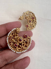 Gold polish ruby studs with pearls-Earrings-CI-House of Taamara