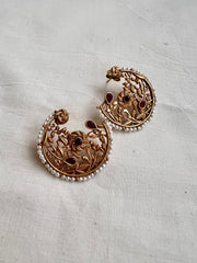 Gold polish ruby studs with pearls-Earrings-CI-House of Taamara