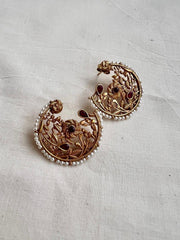 Gold polish ruby studs with pearls-Earrings-CI-House of Taamara