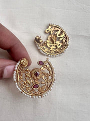 Gold polish ruby studs with pearls-Earrings-CI-House of Taamara