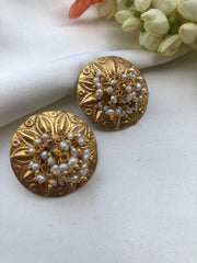 Gold polish studds with pearls bunch-Earrings-PL-House of Taamara