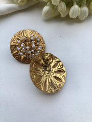 Gold polish studds with pearls bunch-Earrings-PL-House of Taamara