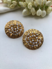 Gold polish studds with pearls bunch-Earrings-PL-House of Taamara