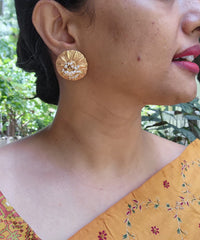 Gold polish studds with pearls bunch-Earrings-PL-House of Taamara