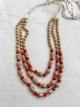 Gold polish three layer antique style beads and corals chain-Silver Neckpiece-CI-House of Taamara