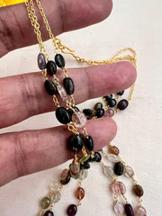 Gold polish tourmaline beads chain-Silver Neckpiece-CI-House of Taamara