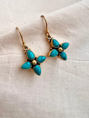 Gold polish turquoise hangings-Earrings-CI-House of Taamara