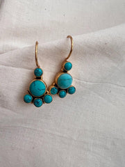 Gold polish turquoise hangings-Earrings-CI-House of Taamara