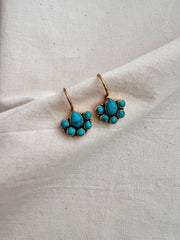 Gold polish turquoise hangings-Earrings-CI-House of Taamara