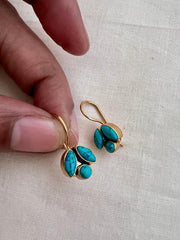 Gold polish turquoise hangings-Earrings-CI-House of Taamara