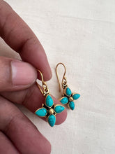 Gold polish turquoise hangings-Earrings-CI-House of Taamara