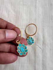 Gold polish turquoise stone loop earrings-Earrings-CI-House of Taamara