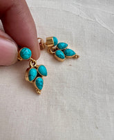 Gold polish turquoise studs-Earrings-CI-House of Taamara