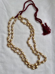 Gold polish two layer dholki beads chain-Silver Neckpiece-CI-House of Taamara