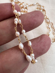 Gold polish two layer pearl chain-Silver Neckpiece-CI-House of Taamara