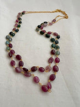Gold polish two layer tourmaline beads chain-Silver Neckpiece-CI-House of Taamara