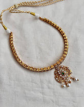 Gold polish zircon adigai necklace-Silver Neckpiece-CI-House of Taamara