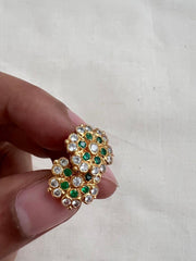 Gold polish zircon and emerald studs-Earrings-CI-House of Taamara